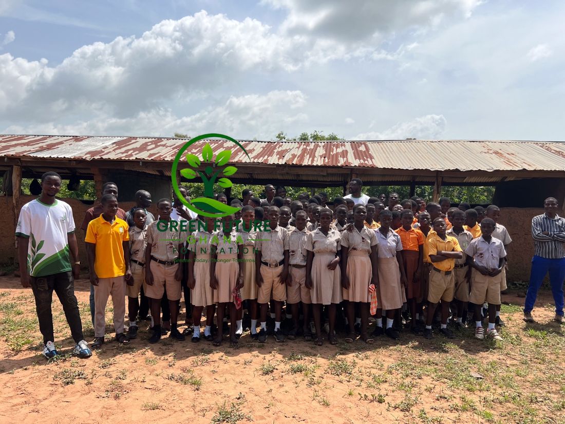Foundation team members with a group of schoolchildren